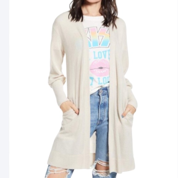 Socialite Balloon Sleeve Waffle Cardigan - Picture 6 of 11